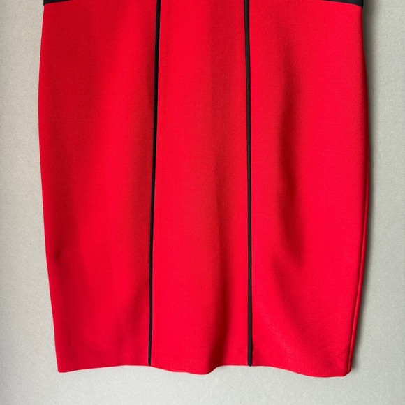 London Style Collection sz 8 Red Black Colorblock Sheath Dress Mobwife Luxury - Picture 3 of 8